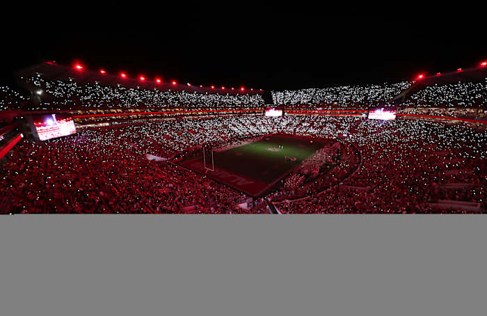 Bryant-Denny Stadium in lights